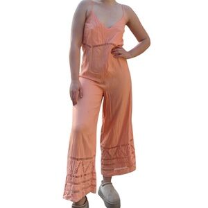 O’Neill Peach Crochet Detail Wide Leg Jumpsuit